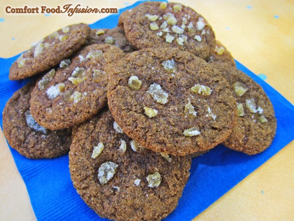 Gluten Free Ginger Chews. Perfectly chewy cookies topped with candied ginger.