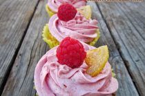Lemon Curd Muffins with Raspberry Frosting