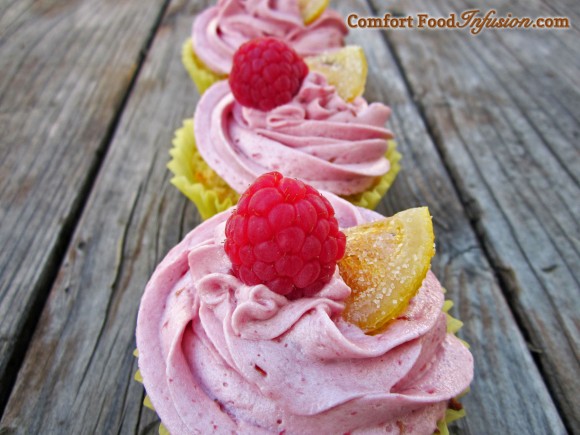Lemon Curd Muffins with Raspberry Frosting. Gluten Free!