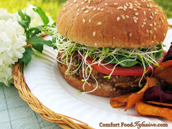 Nut Burger. An amazingly delicious meat substitute made with nuts and vegetables.