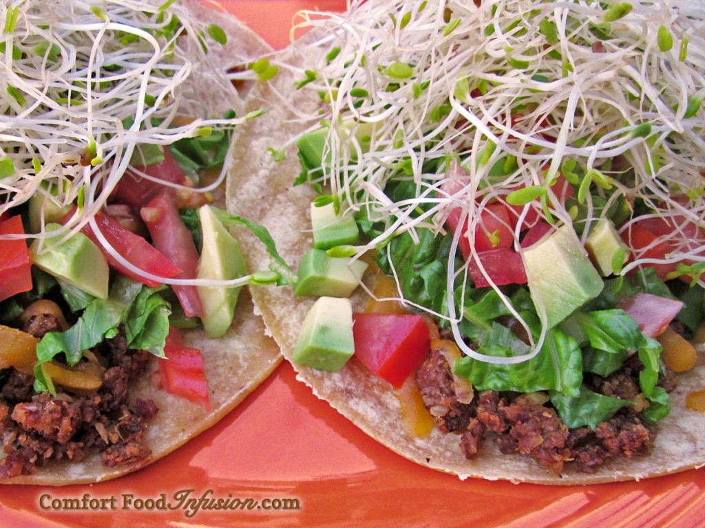 Nutty Taco. An amazingly delicious nutmeat taco made with nuts and vegetables instead of 'meat.'