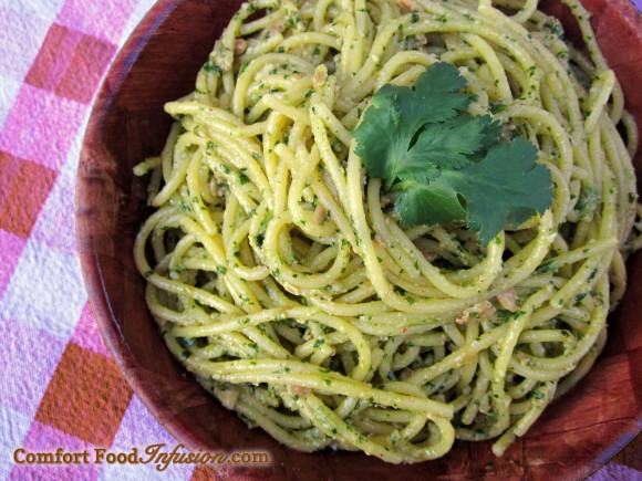 Tex Mex Pesto. Cilantro, sunflower seeds and cumin combine for a lively flavor.