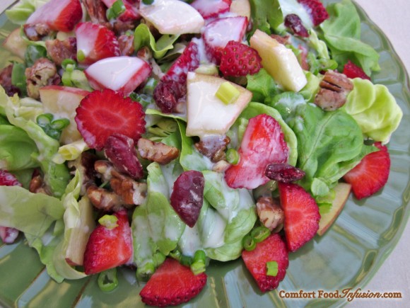 Butter Lettuce Salad with Yogurt Dressing. An infusion of spring and fall flavors.