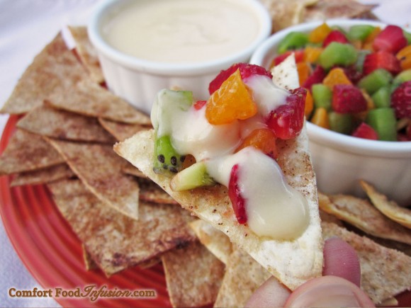 Fruit Nachos. A fresh, fruity, creamy, dessert version of nachos.