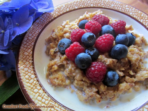 Crock Pot Oatmeal. Throw it all in the pot at night, wake up to breakfast!