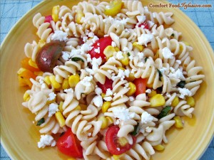 Tomato and Corn Pasta with Feta