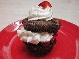chocolate muffins with strawberries