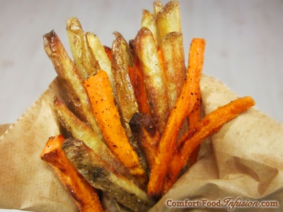 Sweet and Russet Oven Fries. Seasoned with salt, pepper and a pinch of sugar.