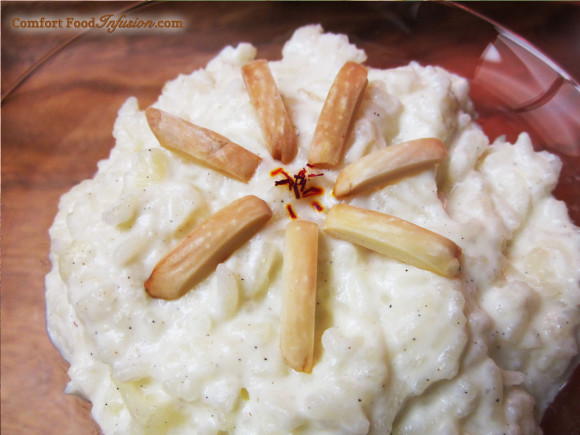 Rice pudding with cardamom and rosewater